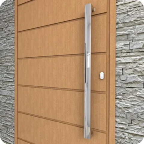Puxador Inox U Para Porta Pivotante Alto Brilho 40cm
