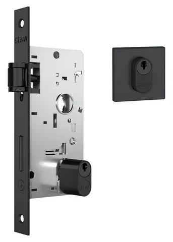Fechadura Rolete Porta Pivotante Stam 803 Rq1 Preto Fosco