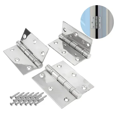 Kit 3 Peças Dobradiça Aço Inox 3,5 X 3 C/ Rolamento 3530 Prata