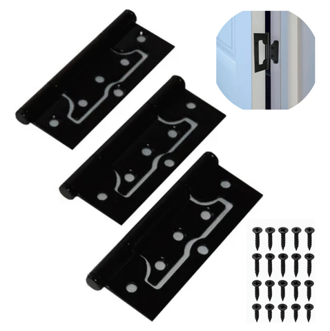 03 Dobradiças De Porta Tolemat Sobrepor 3 1/2 Aço Preto