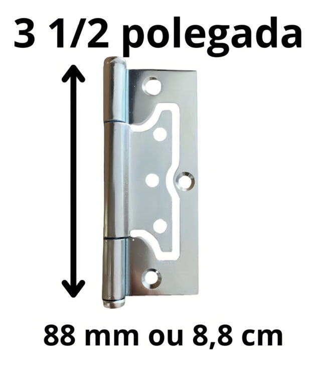 Kit 3 Peças Dobradiça Sobrepor Tolemat 3 1/2 Zincada Sem Rebaixo - Imagem 4
