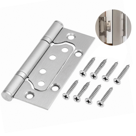 Kit 3 Peças Dobradiças Sobrepor Escovado Inox 4X2,5 Inox 304