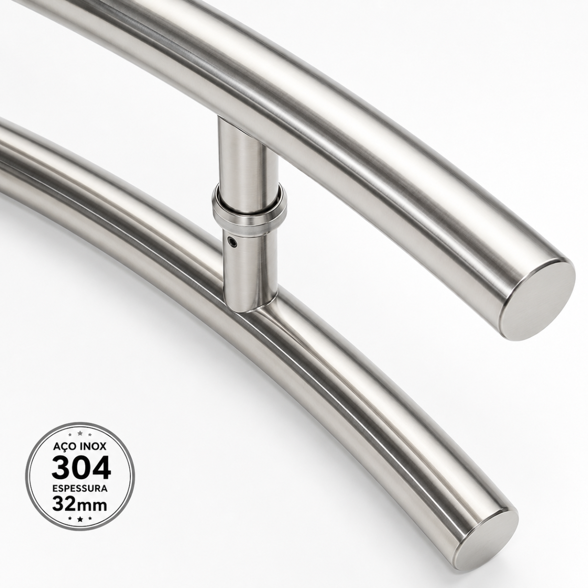 Puxador De Porta Tubular Curvo Belíssima 80cm Aço Inox 304 Polido - Imagem 7
