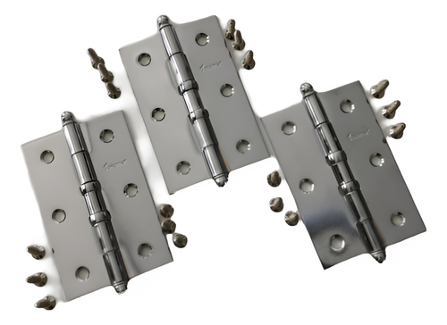 3 Dobradiças 3,5 X 2 5/16 Aço Cromado Pino Bola C/ Anel - Imagem 4