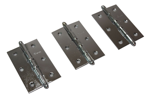 3 Dobradiças 3,5 X 2 5/16 Aço Cromado Pino Bola C/ Anel - Imagem 3