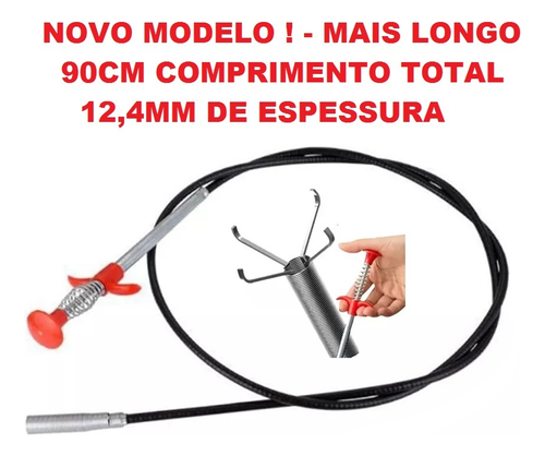 Desentupidor Limpador Pegador Garras Para Pias Ralos Canos 90cm - Imagem 4