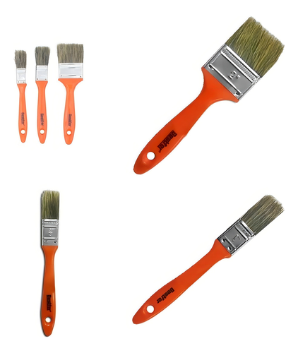 Kit Com 3 Peças Pincel Para Pintura Tinta Latex Acrilica Jogo 3 Pinceis - Imagem 3