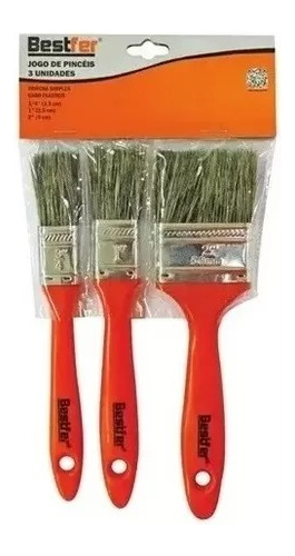 Kit Com 3 Peças Pincel Para Pintura Tinta Latex Acrilica Jogo 3 Pinceis - Imagem 7