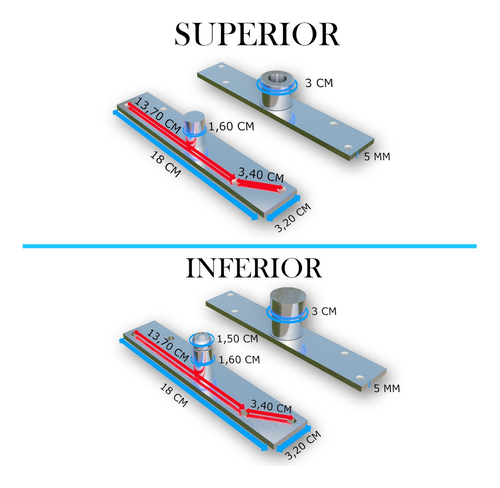 Dobradiça Pino Pivotante Porta Aço Inox 304 450kg - Imagem 4