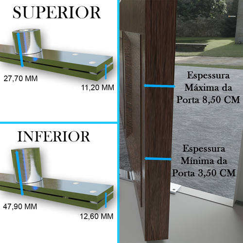 Dobradiça Pino Pivotante Porta Aço Inox 304 450kg - Imagem 3