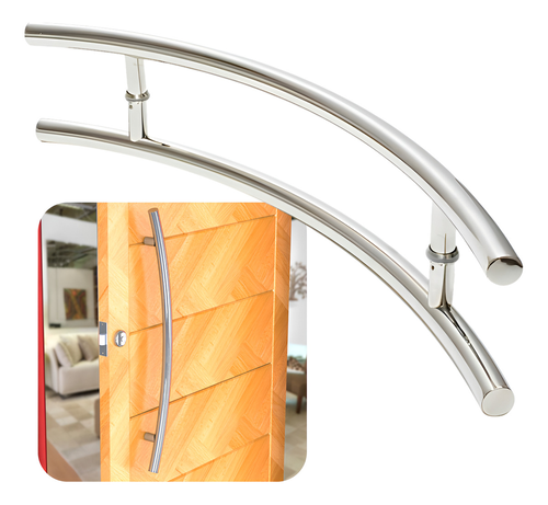 Puxador De Porta Tubular Curvo Belíssima 80cm Aço Inox 304
